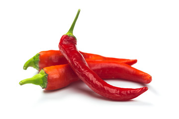 Red chili pepper isolated on a white background. Healthy food. Fresh vegetables.