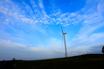Wind turbines in the evening