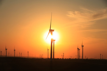 Wind turbines in the evening