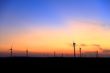 Wind turbines in the evening