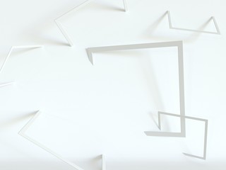 Turned white frames on a white background. 3d rendering. Simple abstract, minimal style. - 291708779