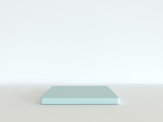 Abstract podium blue color. Square platforms of mint color on a white background. Minimalistic design. 3d render, 3d illustration. Mock ap for advertising your product. - 291709310