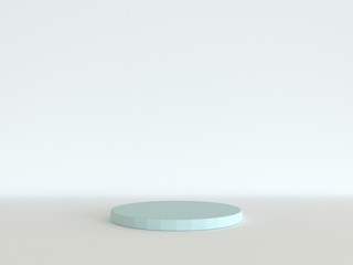 Abstract podium blue color. Round platform of mint color on a white background. Minimalistic design. 3d render, 3d illustration. Mock ap for advertising your product. - 291709375