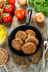 Buckwheat  burgers on the pan
