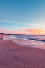 South Port Beach coast viewed from Port Noarlunga Jetty at sunset, South Australia