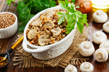 Buckwheat porridge with mushrooms