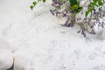 Textural white background with floristic elements.