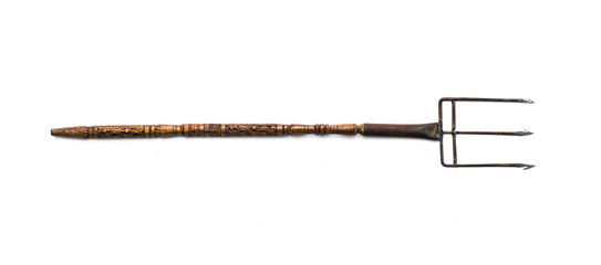 old trident pitchfork isolated on white background