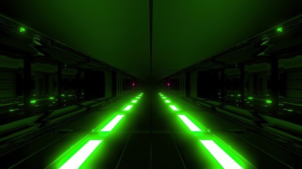 dark futuristic scifi tunnel with hot metal glowing in bottom 3D illustration wallpaper background