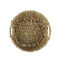 wooden bamboo basket on white background