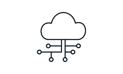 Cloud technology icon for digital storage and computing