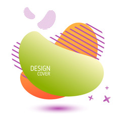 Green and green spots with the inscription Design Cover. Background square shape. Vector illustration.