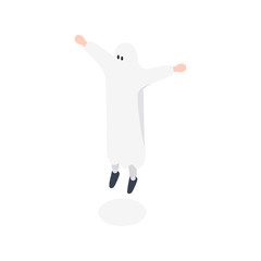 Ghost. Man in costume. Isometric icon. Halloween concept. Vector illustration.