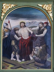 Obraz na płótnie Canvas 10th Stations of the Cross, Jesus is stripped of His garments, church of Saint Matthew in Stitar, Croatia 