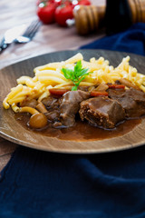 Home made Beef Bourguignon with Tagliatelle