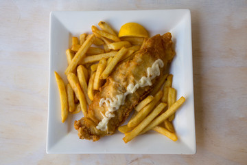 Beer battered Barramundi fish and chips