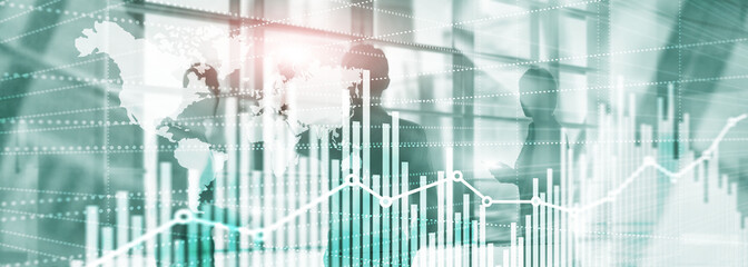 Business Finance Chart Graph. Trading Forex Exchange Investment Fintech concept. Mixed media.