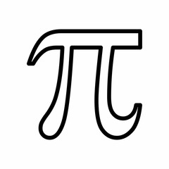 Pi sign illustration. Black outline on white background.