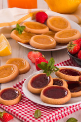Lemon and straberry tartlets.
