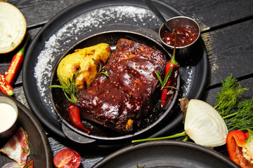 Pork steak with tomato sauce