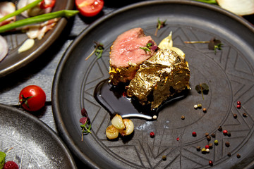 Steak with gold