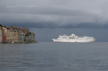 Cruiser in front of Rovinj, Istria, Croatia