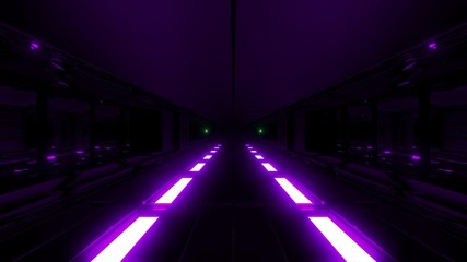 dark futuristic scifi tunnel with hot metal glowing in bottom 3D illustration wallpaper background