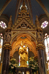 Virgin Mary with baby Jesus, statue on the main altar in Zagreb cathedral 