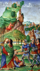 Matteo da Milano: miniatures from the breviary of Alfonso I d'Este: Judas kiss