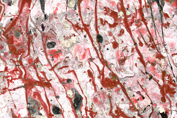 spreading drawn intersecting lines of red, black, gray and gold colors as veins of marble
