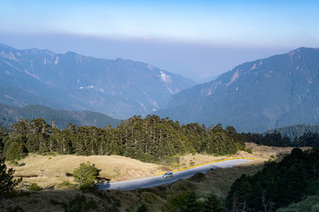 Beautiful landscape of mountain curvy road at Hehuashan, Taiwan