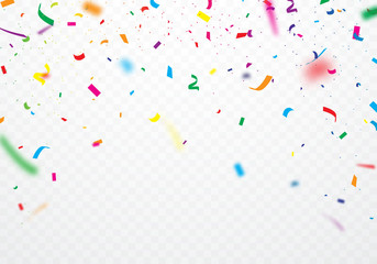  Colorful ribbons and confetti Can be separated from a transparent background - obrazy, fototapety, plakaty