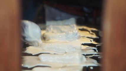 Making of Japanese dessert taiyaki red bean stuffs