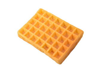 Belgian waffle isolated on white background.