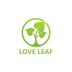 Love Leaf Logo Template Design