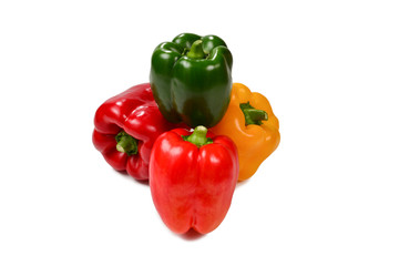 Group of bell peppers isolated on white background.