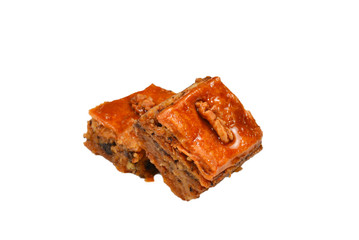 Tasty baklava isolated on white background.