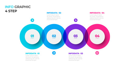 Business infographic template. Process chart concept with paper 4 steps, options and circles. Vector illustration.