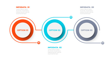 Fototapeta na wymiar Business process. Timeline with 3 options, steps. Vector template.