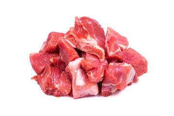 Fresh raw pork pieces isolated.