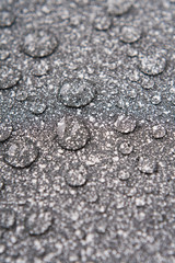 the water drops on the dotted surface close up with blurs