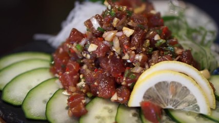 Spicy tuna japanese and Thai fusion cuisine