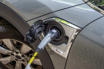 Detail of a electric car charging