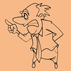 sketch of cartoon strict man threatens with finger