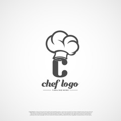 Initial Letter C Logo with hat chef for Restaurant logo Template. Editable file EPS10.