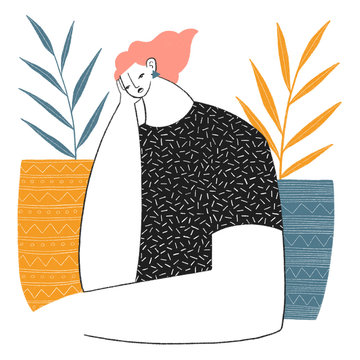 Woman Thinking with Plants
