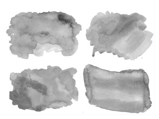 Hand drawn ombre texture. Watercolor painted black gray white background with white space for text illustration for wedding, birhday, greetings cards, web, print © HoyaBouquet