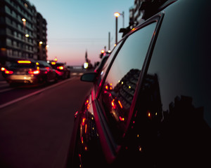 traffic in the city at night