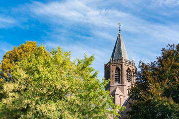 Fototapeta na wymiar Tower of church in Houten, The Netherlands