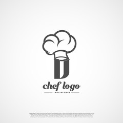 Initial Letter O Logo with hat chef for Restaurant logo Template. Editable file EPS10.